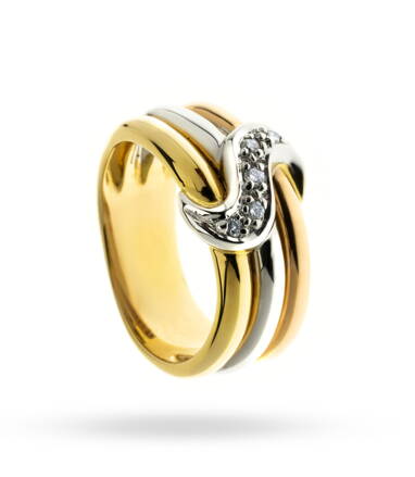 Briliantový prsteň z kombinovaného zlata 377508