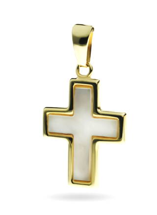 Krížik na retiazku zo žltého zlata s perleťou K6610z