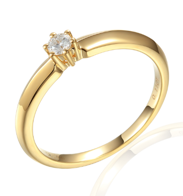 Zásnubný prsteň zo žltého zlata s briliantom R032