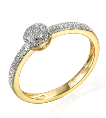 Briliantový snubný prsteň R012 zo žltého zlata 