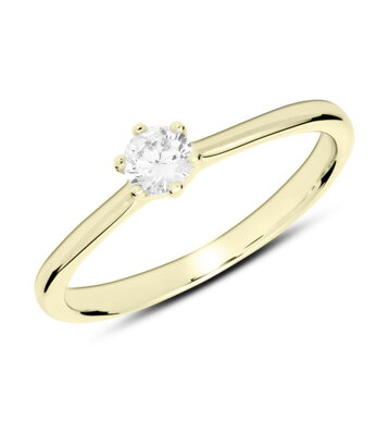 Briliantový snubný prsteň zo žltého zlata R136z