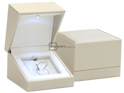 Zlatá krabička s LED svetielkom na prsteň 89 x 89 mm