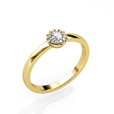 Dámsky prsteň zo žltého zlata so zirkónmi R213