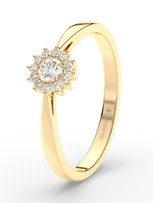 Snubný prsteň zo žltého zlata so zirkónmi R204z