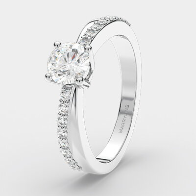 Diamantový zásnubný prsteň z bieleho zlata  R066  Brilianty - 0,67ct + darčekové balenie zdarma