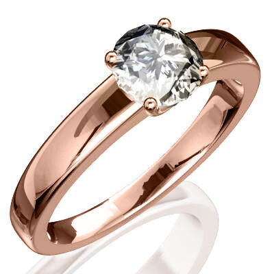Snubný prsteň z ružového zlata so zirkónom R075r