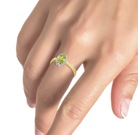 Dámsky prsteň s olivinom a diamantami B0804-O