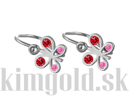 Detské náušnice v tvare motýlika z bieleho zlata K116bCR