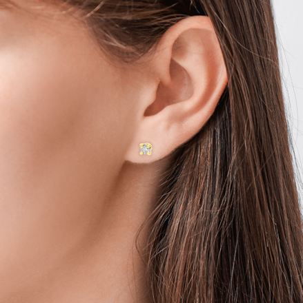 Náušnice zo žltého zlata s briliantom B1042