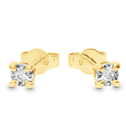 Náušnice zo žltého zlata s briliantom B1043