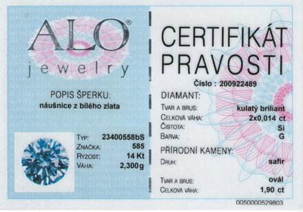 Zafírové náušnice ALO z bieleho zlata 23400558bS