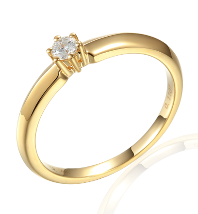Zásnubný prsteň zo žltého zlata s briliantom R032