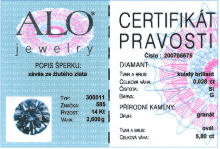 Granátový prívesok ALO Jewelry s briliantmi 200705675
