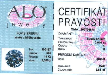 ALO Jewelry prívesok s českým granátom 200705678