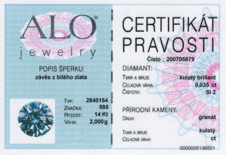 Retiazka z bieleho zlata s krížikom s granátom 2840154bGr