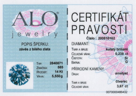 Ametystový prívesok ALO z bieleho zlata 2840871bAm