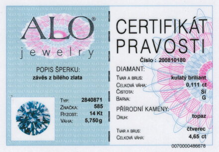 Topázový prívesok ALO na retiazku z bieleho zlata  2840871