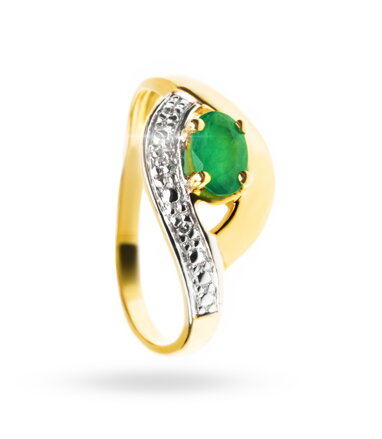 Smaragdový prsteň s diamantmi zo zlata 979989zS
