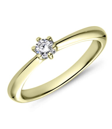 Zásnubný prsteň zo žltého zlata s briliantom R137z 0,170ct