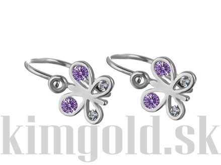 Detské náušnice motýlik z bieleho zlata K116bF