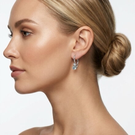 Dámske náušnice z bieleho zlata s akvamarínom a briliantom ES139-02AQM