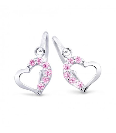 Detské náušnice srdiečka z bieleho zlata 2757bR