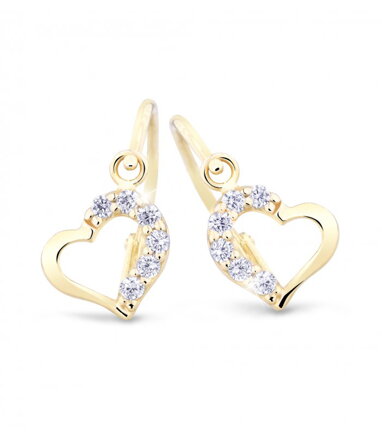 Detské náušnice srdiečka zo žltého zlata 2757zB