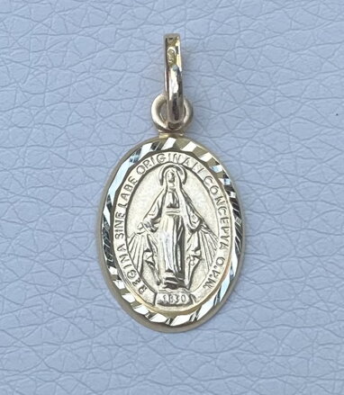 Medailón Panny Márie zo žltého zlata V250527z