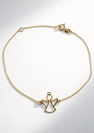 Náramok zo žltého zlata s anjelom FB01