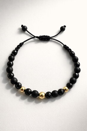 Náramok s onyxom a zlatými ozdobami RH07