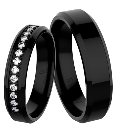 Elegantné čierne obrúčky z chirurgickej ocele BA03