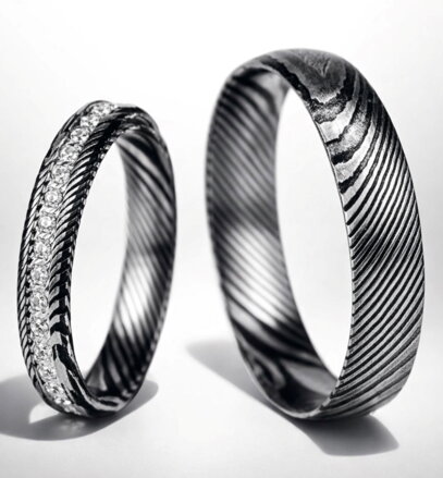 Svadobné obrúčky Kasiopea Damascus steel BB02