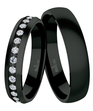 Celokameňová čierna titánová obrúčka B04