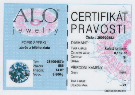 ALO Retiazka s diamantovým príveskom z bieleho zlata 28400467b