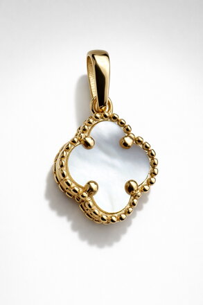 Zlatý prívesok štvorlístok s perleťou K6647 246