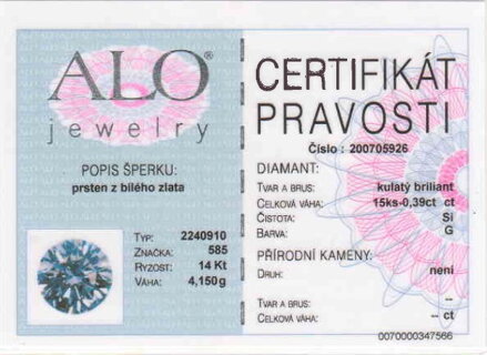 Prsteň s briliantom ALO 2240910 b 0,39 ct + darčekové balenie zdarma