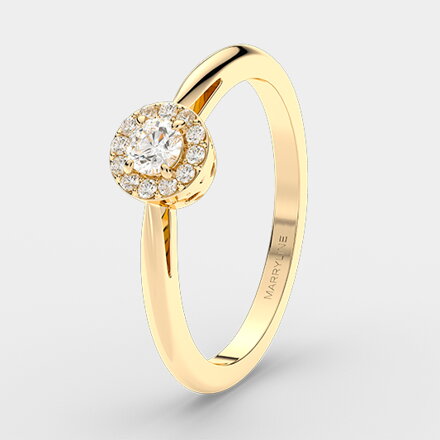 Snubný prsteň zo žltého zlata so zirkónmi R250ž