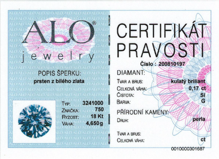 Dámsky prsteň z bieleho zlata s perlou a briliantami ALO 3241000Pe