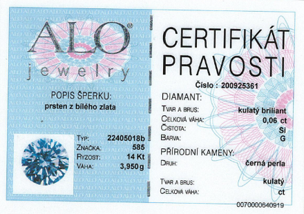 Prsteň zo žltého zlata ALO 2245018BI s perlou a briliantmi 