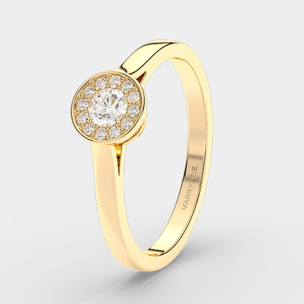 Dámsky prsteň zo žltého zlata so zirkónmi R206