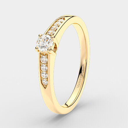 Diamantový zásnubný prsteň zo žltého zlata R023ž  Briliant - 0,30ct + darčekové balenie zdarma