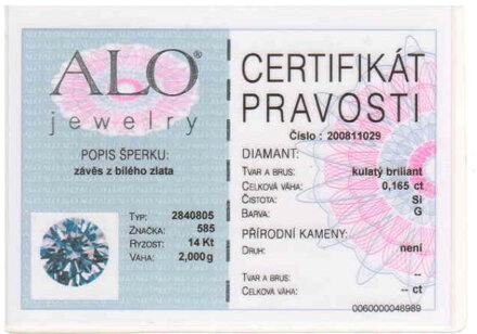 Dámska retiazka z bieleho zlata s briliantovým príveskom Si/G 0,165 ct  K431