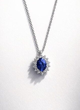 Dámska retiazka s tanzanitom a briliantami P032x