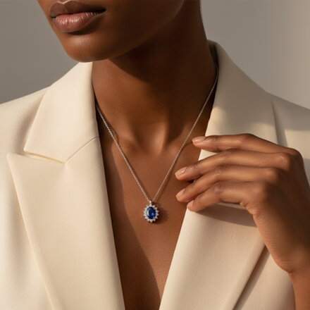 Dámska retiazka s tanzanitom a briliantami P032x