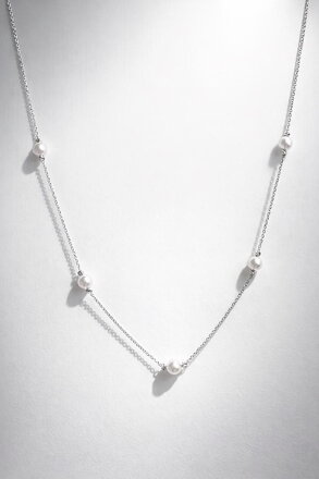 Retiazka z bieleho zlata s perličkami K019