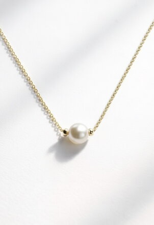 Retiazka z bieleho zlata s perlou K019 X