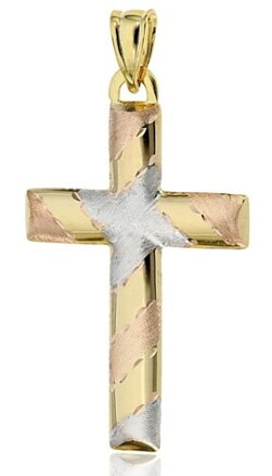 Zlatý prívesok krížik K310 kombinovaný