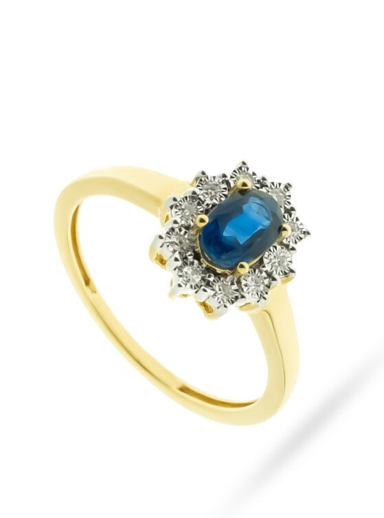 Dámsky prsteň so safírom a diamantami R12136-07BS