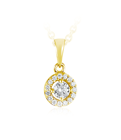 Prívesok zo žltého zlata so vsadenými briliantmi 00373-1250F 0,14ct
