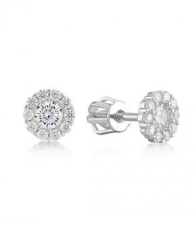 Dámske náušnice z bieleho zlata so zirkónmi k800b